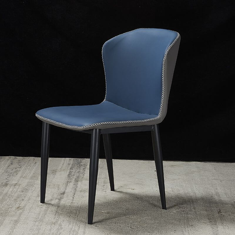 Modern Faux Leather Armless Side Chair with Curved Back