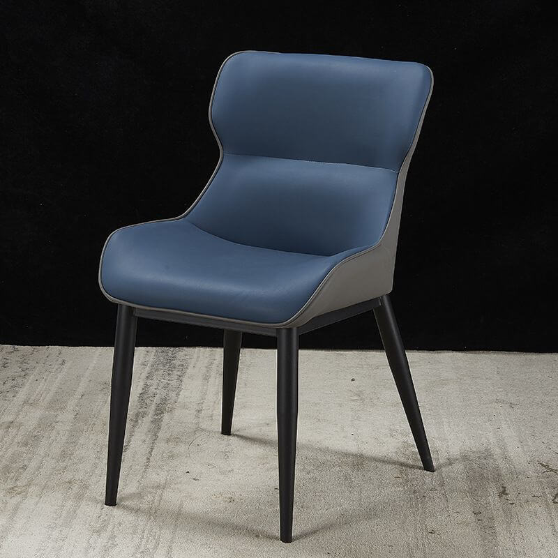 Modern Faux Leather Armless Side Chair with Curved Back
