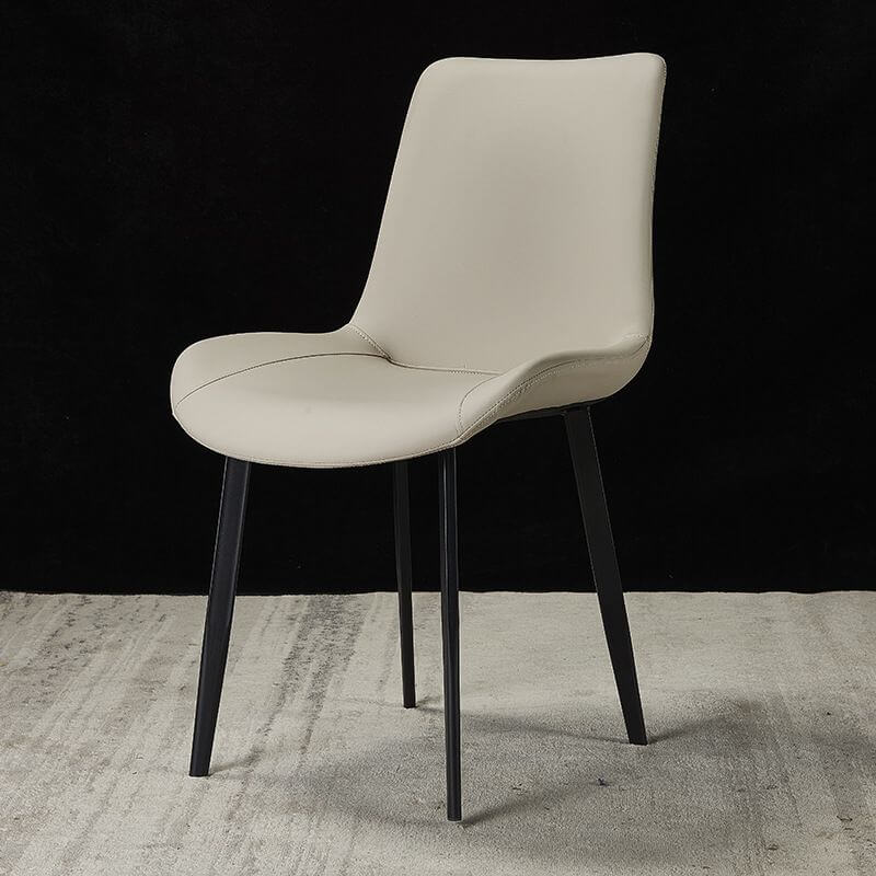 Modern Faux Leather Armless Side Chair with Curved Back