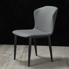 Modern Faux Leather Armless Side Chair with Curved Back