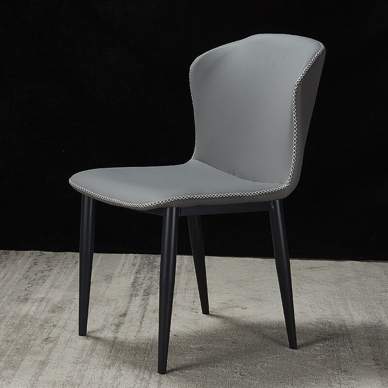 Modern Faux Leather Armless Side Chair with Curved Back