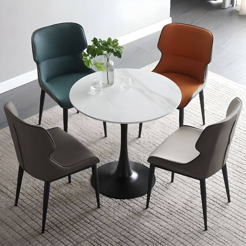 Modern Faux Leather Armless Side Chair with Curved Back Main Product Image