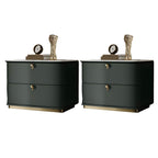 Modern Faux Leather Drawer Storage Nightstand with Stone Top