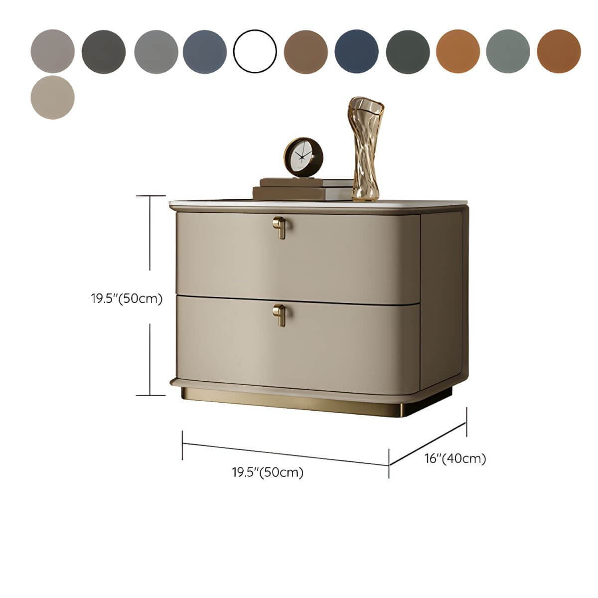 Modern Faux Leather Drawer Storage Nightstand with Stone Top Dimensions
