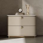 Modern Faux Leather Drawer Storage Nightstand with Stone Top Main Product Image