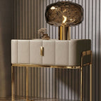 Modern Faux Leather Drawer Storage With Stone Top