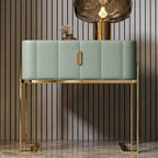 Modern Faux Leather Drawer Storage With Stone Top