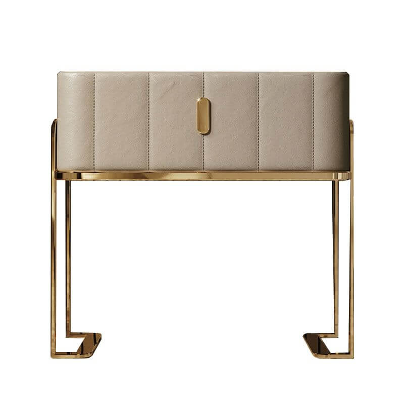 Modern Faux Leather Drawer Storage With Stone Top