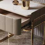 Modern Faux Leather Drawer Storage With Stone Top