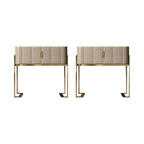 Modern Faux Leather Drawer Storage With Stone Top