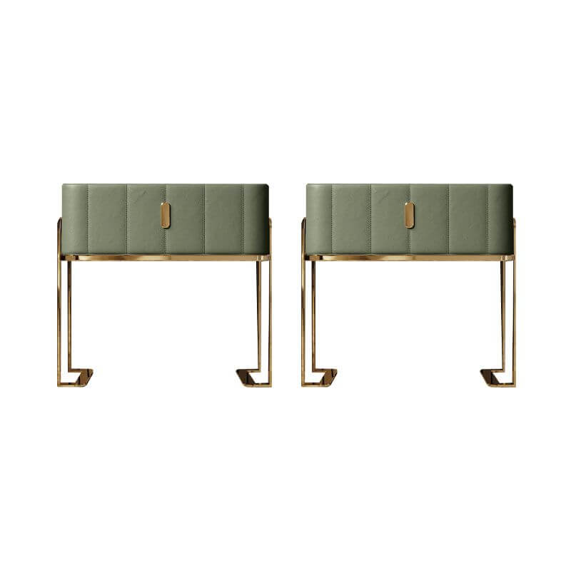 Modern Faux Leather Drawer Storage With Stone Top