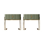 Modern Faux Leather Drawer Storage With Stone Top