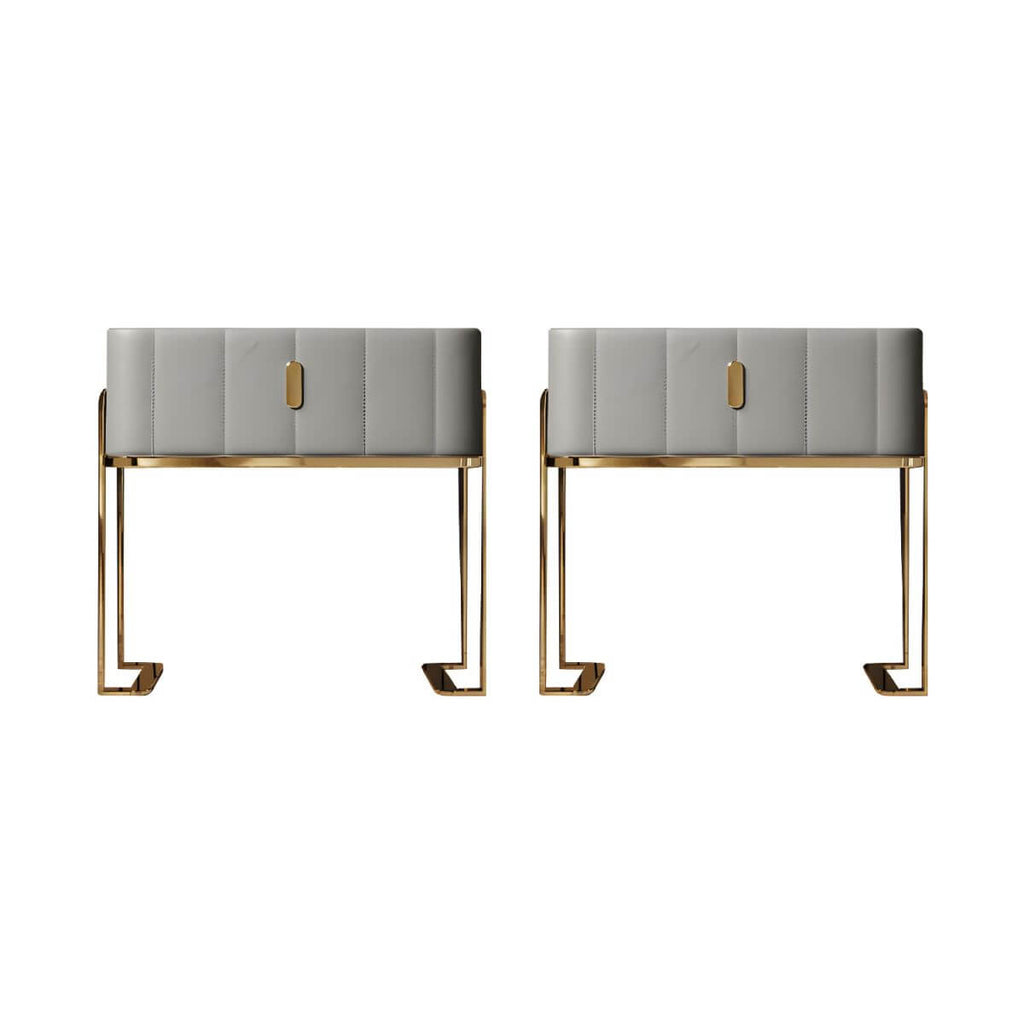 Modern Faux Leather Drawer Storage With Stone Top