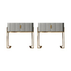 Modern Faux Leather Drawer Storage With Stone Top