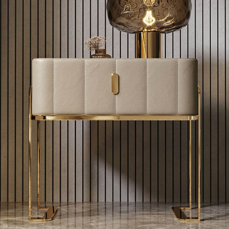 Modern Faux Leather Drawer Storage With Stone Top Secondary image