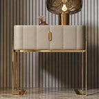 Modern Faux Leather Drawer Storage With Stone Top