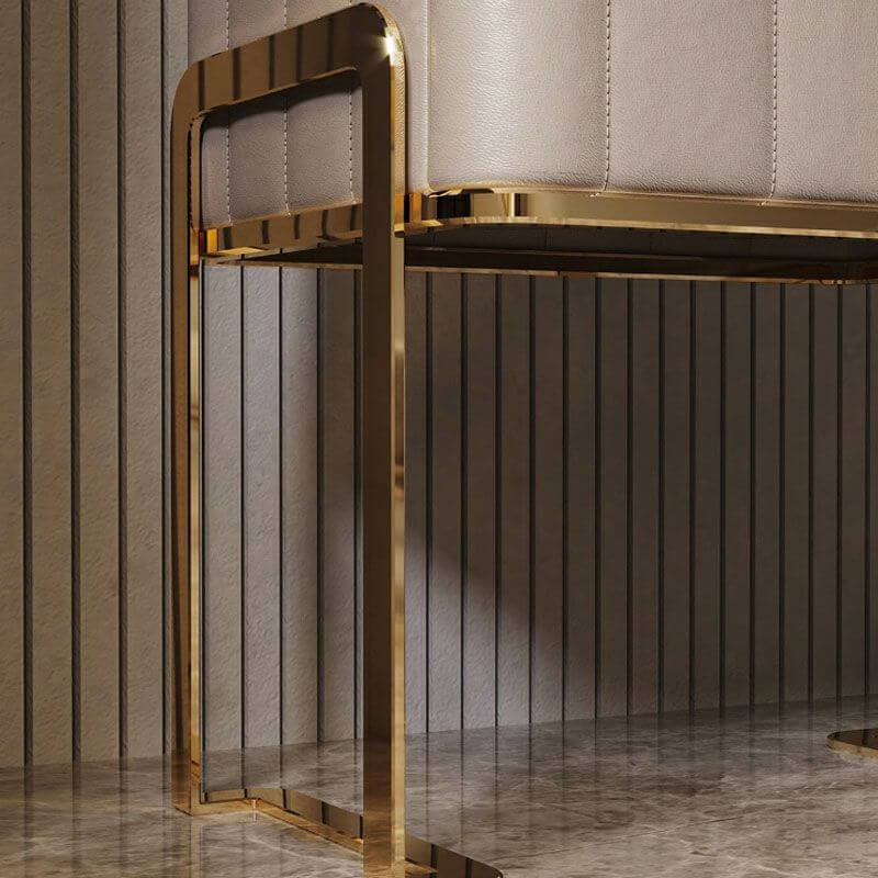 Modern Faux Leather Drawer Storage With Stone Top