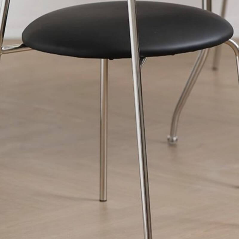 Modern Faux Leather Side Chair with Metal Legs and Open Back