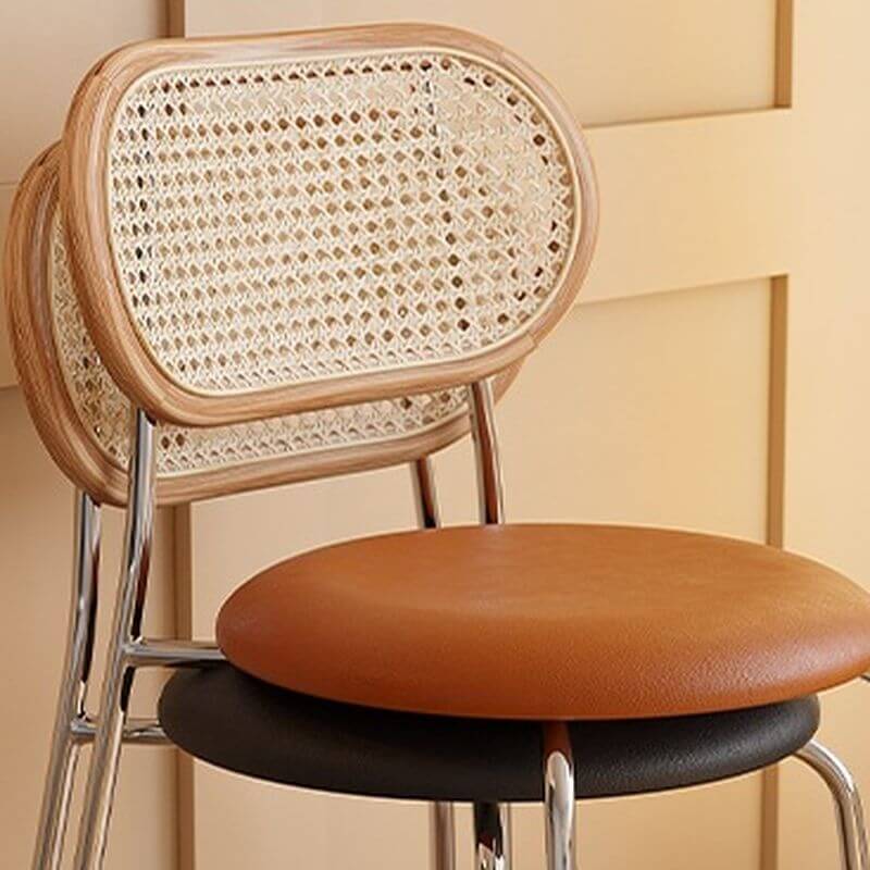 Modern Faux Leather Side Chair with Metal Legs and Open Back