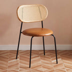 Modern Faux Leather Side Chair with Metal Legs and Open Back