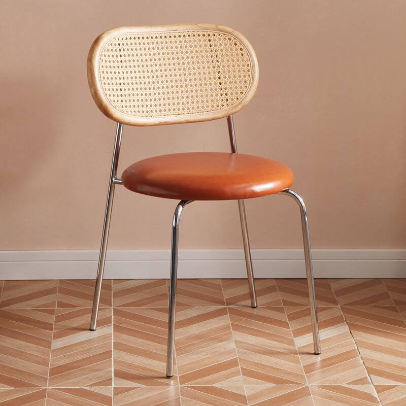 Modern Faux Leather Side Chair with Metal Legs and Open Back Main Product Image