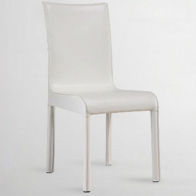 Modern Faux Leather Side Chair with Metal Legs – Black & White