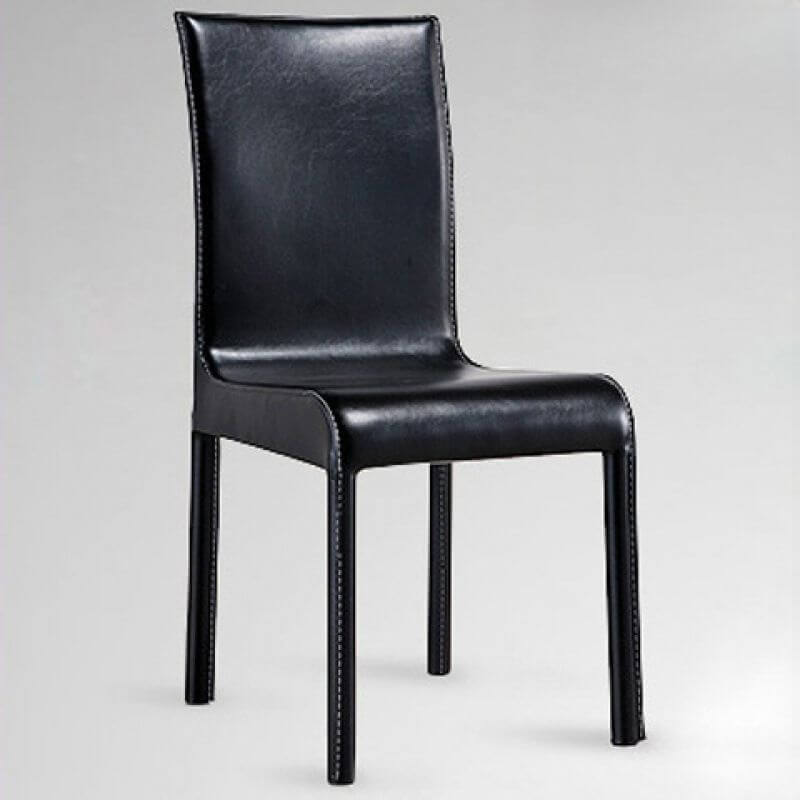 Modern Faux Leather Side Chair with Metal Legs – Black & White
