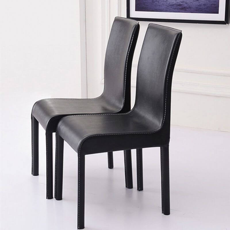 Modern Faux Leather Side Chair with Metal Legs – Black & White