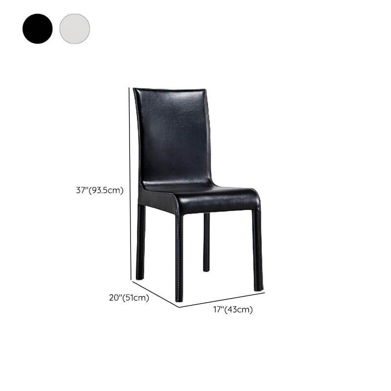 Modern Faux Leather Side Chair with Metal Legs – Black & White Dimensions