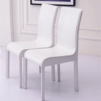 Modern Faux Leather Side Chair with Metal Legs – Black & White Main Product Image