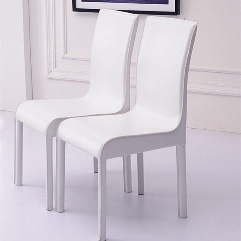 Modern Faux Leather Side Chair with Metal Legs – Black & White Main Product Image