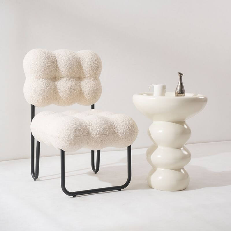 Modern Fiberglass Spindle Base Side Table in Olive Green, Cream or Black Secondary image