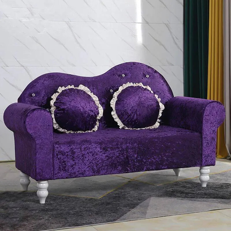 Modern Flannel Loveseat with Rolled Arms and Button-Tufted Back