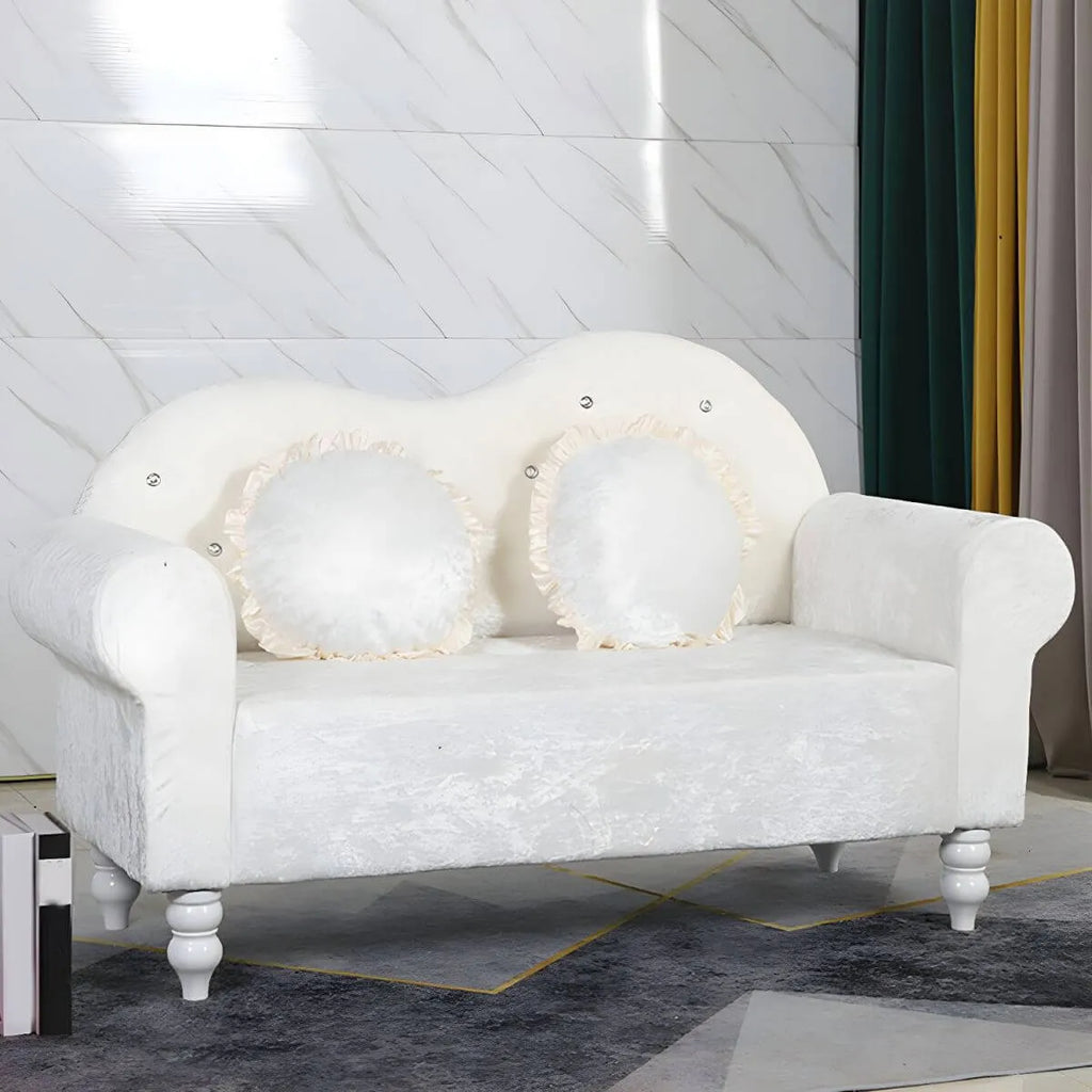 Modern Flannel Loveseat with Rolled Arms and Button-Tufted Back