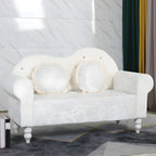 Modern Flannel Loveseat with Rolled Arms and Button-Tufted Back