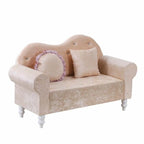 Modern Flannel Loveseat with Rolled Arms and Button-Tufted Back