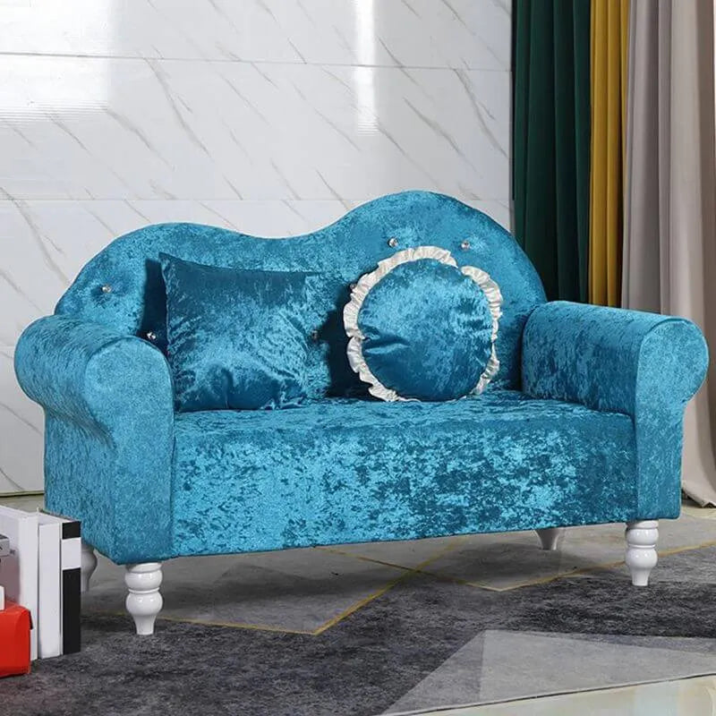 Modern Flannel Loveseat with Rolled Arms and Button-Tufted Back