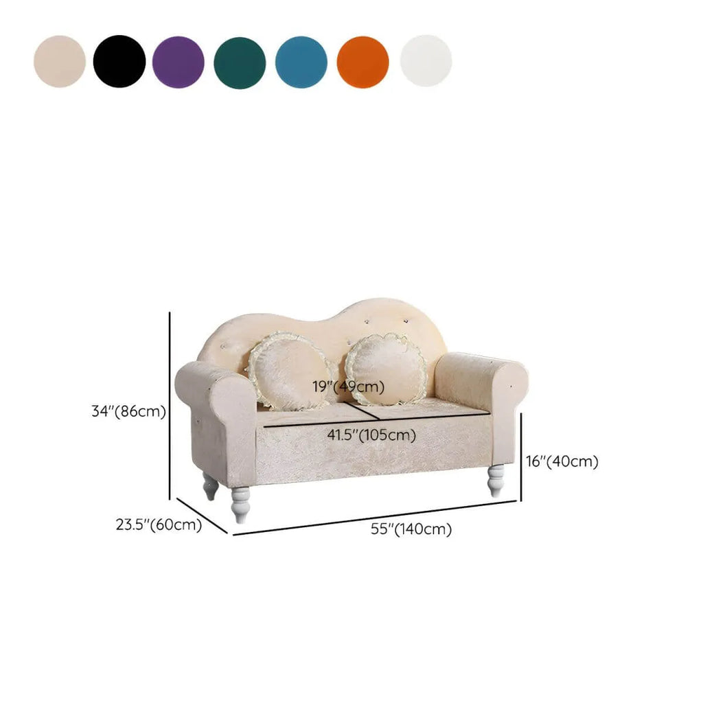 Modern Flannel Loveseat with Rolled Arms and Button-Tufted Back Dimensions