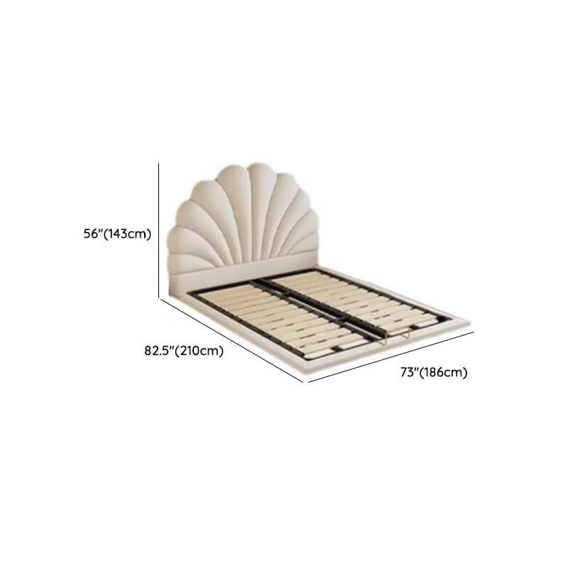 Modern Floating Bed with Soft Fabric Headboard and LED Lights Dimensions