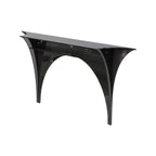 Modern Floating Lucite Console Table in Glossy Black with Curved Twin Supports