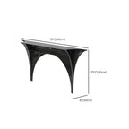 Modern Floating Lucite Console Table in Glossy Black with Curved Twin Supports Dimensions