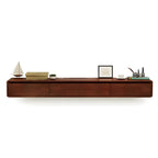 Modern Floating Rubber Wood TV Stand with Hidden Storage & Cable Management