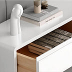 Modern Floating Rubber Wood TV Stand with Hidden Storage & Cable Management