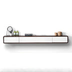 Modern Floating Rubber Wood TV Stand with Hidden Storage & Cable Management