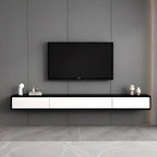 Modern Floating Rubber Wood TV Stand with Hidden Storage & Cable Management