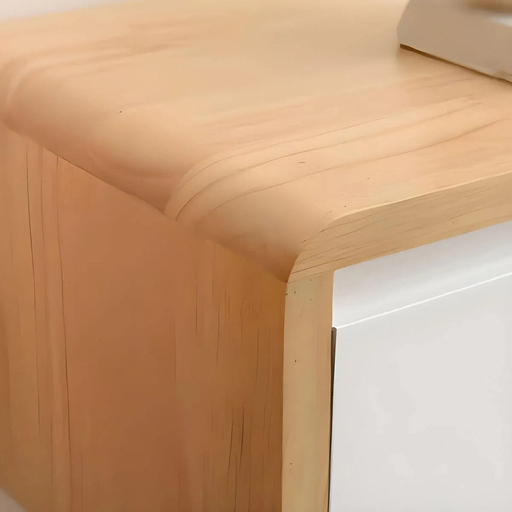 Modern Floating Rubber Wood TV Stand with Hidden Storage & Cable Management