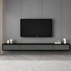 Modern Floating Rubber Wood TV Stand with Hidden Storage & Cable Management