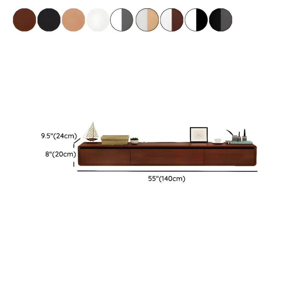 Modern Floating Rubber Wood TV Stand with Hidden Storage & Cable Management Dimensions