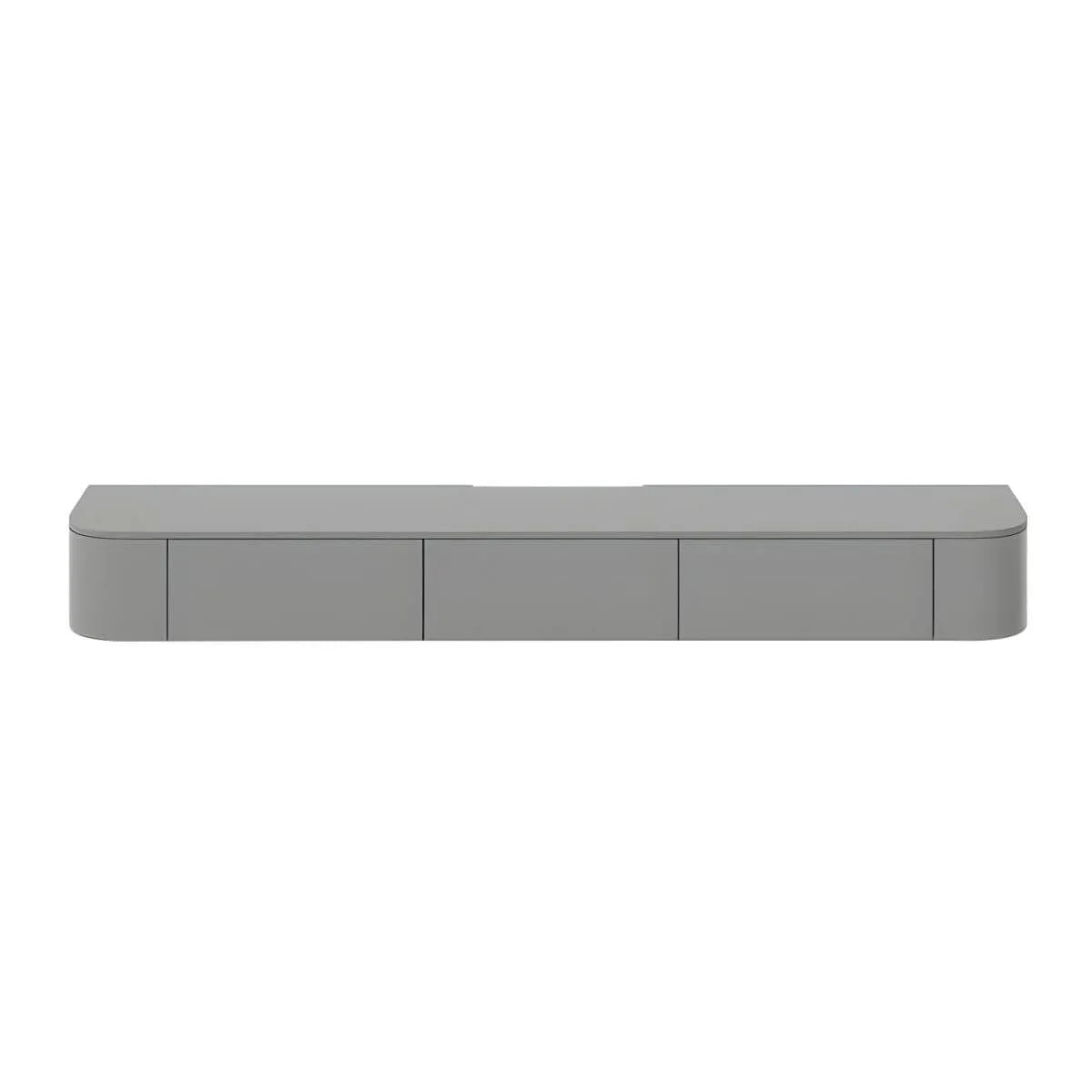 Modern Floating TV Stand in White or Grey Rubberwood with Cable Management