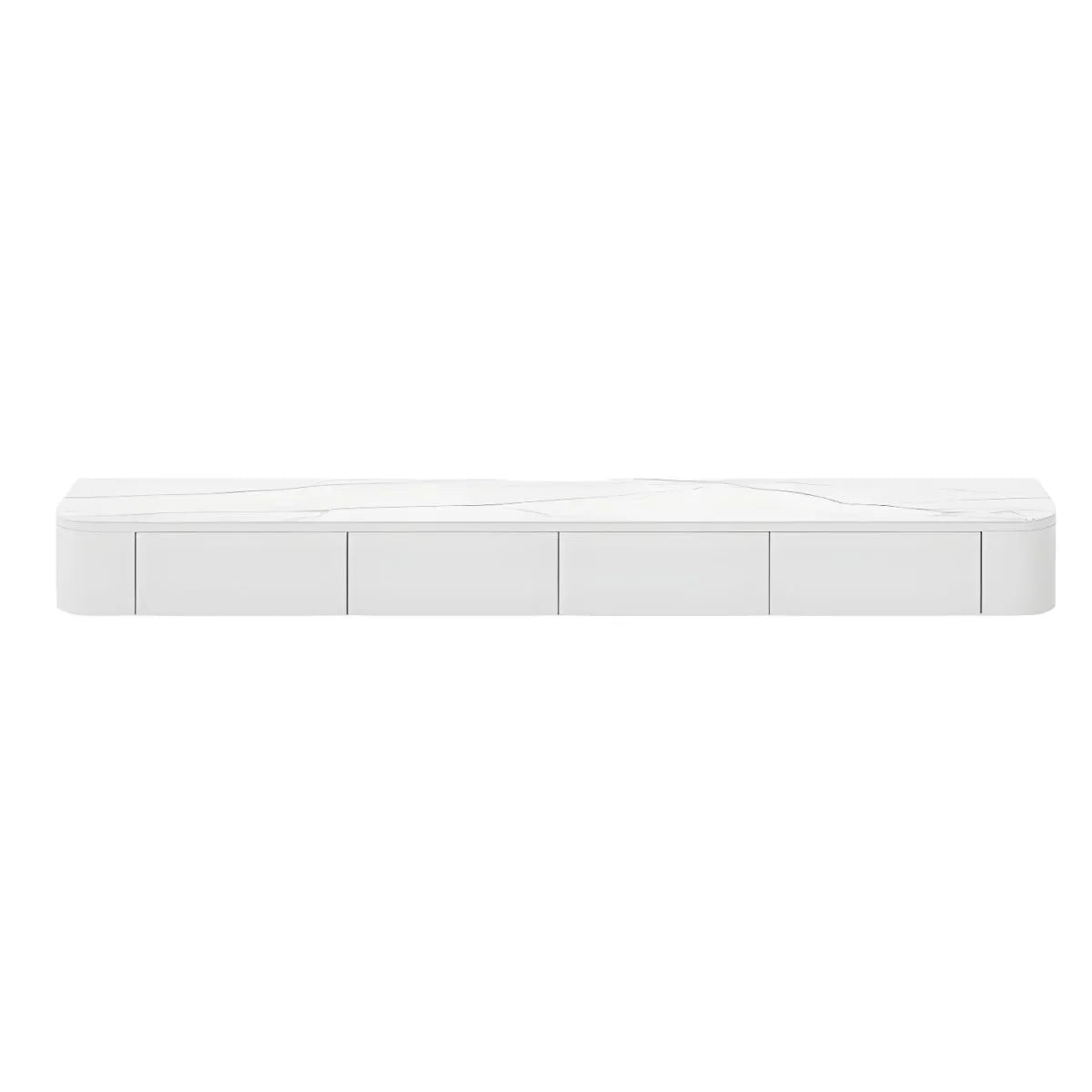 Modern Floating TV Stand in White or Grey Rubberwood with Cable Management